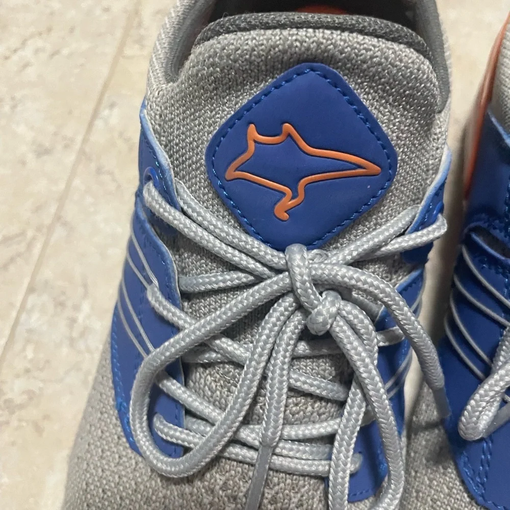 Oceania Fastnet Boat Shoe, Light Grey/Orange/Blue. Size 9